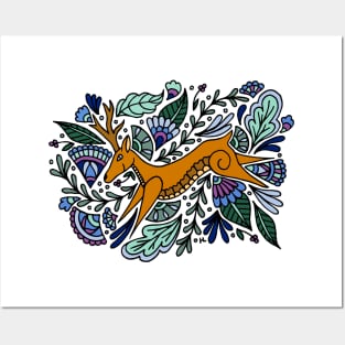 Folk Art Deer Posters and Art